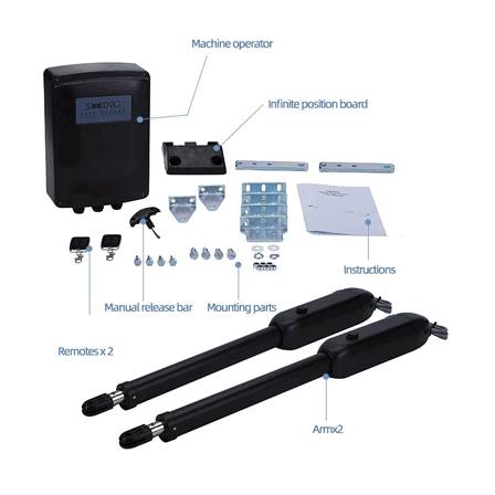 Kit Abridor de Portón Batiente Automático Turtech de 400 kg – Sistema de Motor Eléctrico de Servicio Pesado con Control Remoto de 30 m para Seguridad Residencial y Comercial
