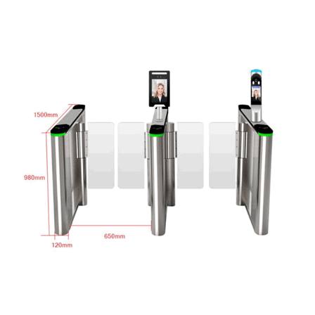 Barrera Batiente Automática para Edificios de Oficinas Modernos con Motor Sin Escobillas, Reconocimiento Facial y Escáner de Código QR – Sistema Inteligente de Acceso Biométrico4