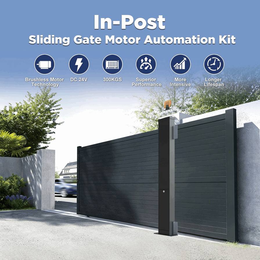 Kit de Motor para Portón Corredizo Automático Minimalista Moderno – Sistema Abridor Eléctrico Completo con Cremallera y Rieles para Automatización Residencial Contemporánea2