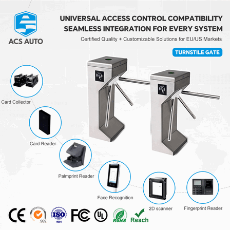 Molinete de Trípode Inteligente con Reconocimiento Facial y Escáner de Código QR – Sistema de Barrera Anticolisiones para Control de Acceso Peatonal